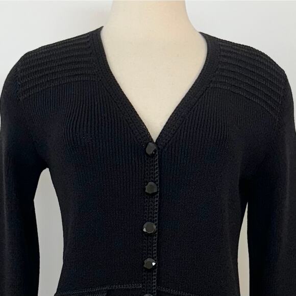 St. John Vintage Santana Knit SET Blazer and Skirt Suit Black | Fits like M - Picture 3 of 15